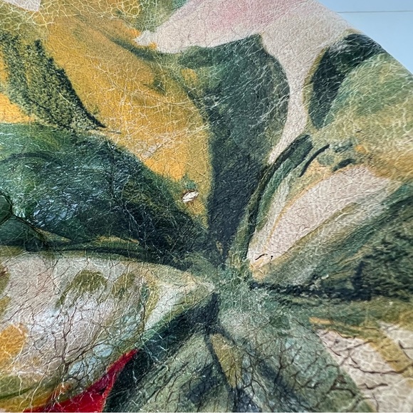 PATRICIA NASH Multicolor Painted Floral Tan Leather Distressed Tote Satchel - Picture 13 of 15